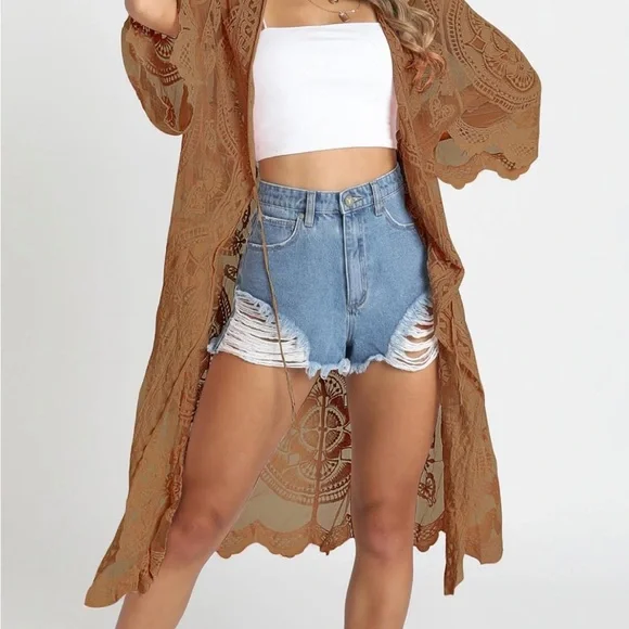 lace kimono cardigan sweater kimono cover up - Picture 6 of 6